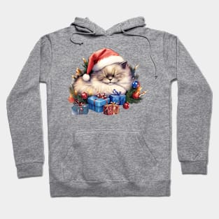 Lazy Ragdoll Cat At Christmas Hoodie